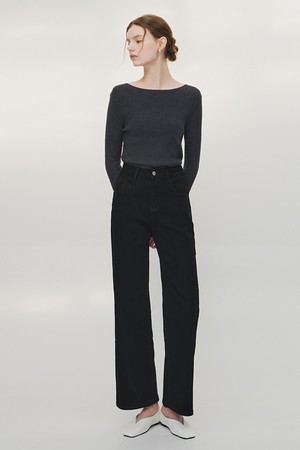 에른 스트레이트 블랙 팬츠 블랙