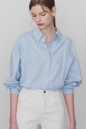 [4.10 예약발송] 멜르 린넨 핀턱 셔츠 스카이블루