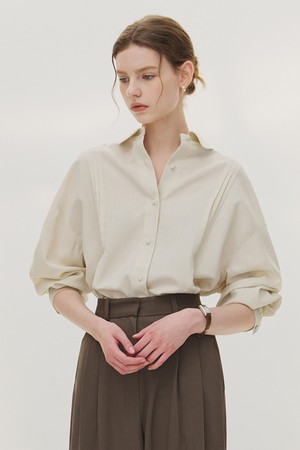 [4.10 예약발송] 멜르 린넨 핀턱 셔츠 크림베이지