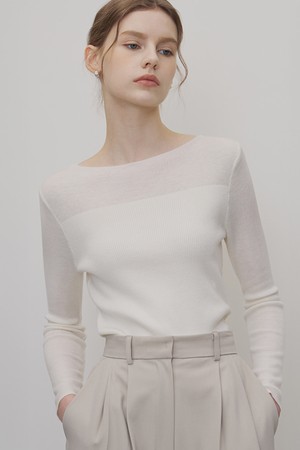 [4.10 예약발송] 모엔 블록 보트넥 니트 아이보리