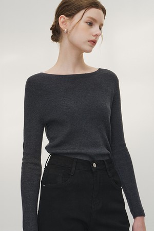 [4.10 예약발송] 모엔 블록 보트넥 니트 차콜