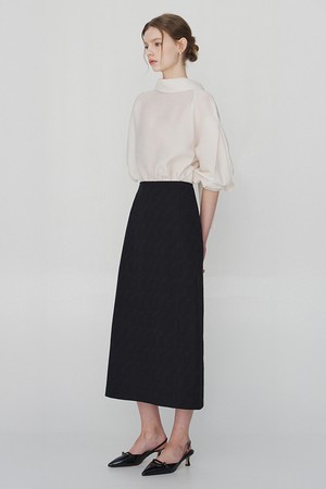 클레이 린넨 H라인 스커트 블랙