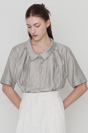 [5.11 예약발송] 구디 하프 카라 블라우스 민트그레이