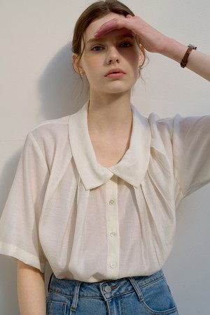 구디 하프 카라 블라우스 아이보리