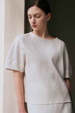 로웬 하프 링클 블라우스 화이트