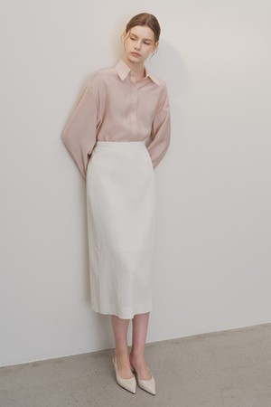 [4.30 예약발송] 로웬 링클 H라인 스커트 화이트