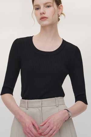 [5.4 예약발송] 오델로 골지 하프 니트 블랙