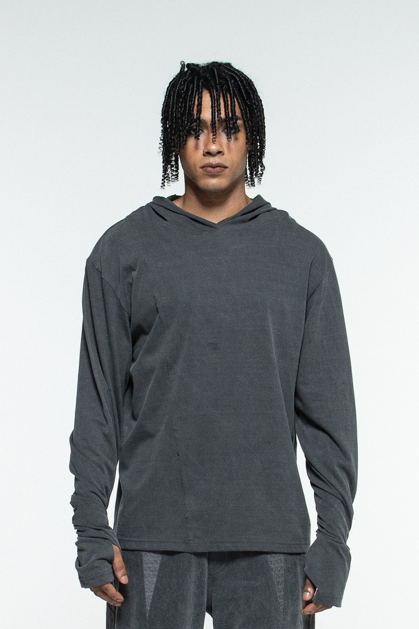 MACHINE - 긴팔티셔츠 - ANOMA HOODED LONGSLEEVE(CHARCOAL)