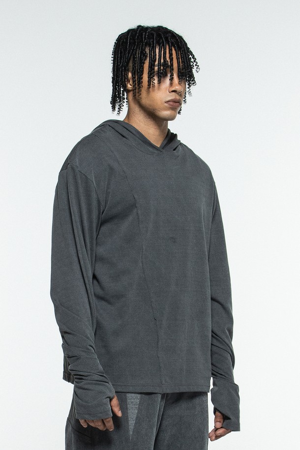 MACHINE - 긴팔티셔츠 - ANOMA HOODED LONGSLEEVE(CHARCOAL)