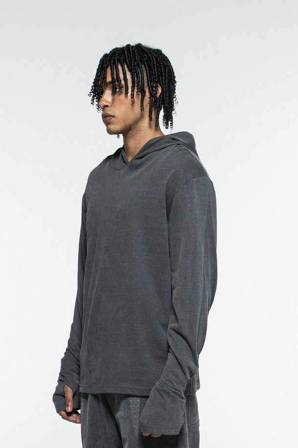 MACHINE - 긴팔티셔츠 - ANOMA HOODED LONGSLEEVE(CHARCOAL)