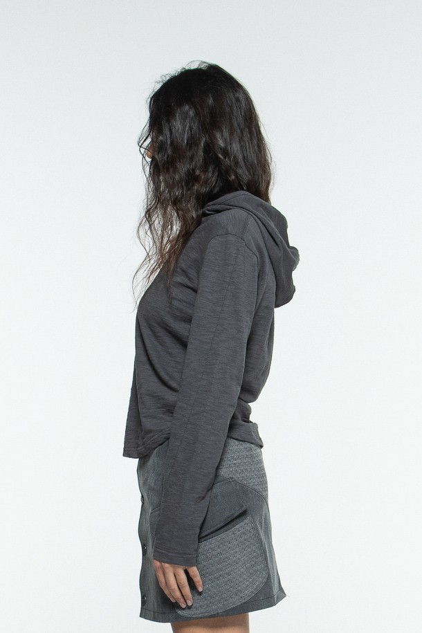 MACHINE - 긴소매 티셔츠 - ANOMA HOODED LONGSLEEVE for woman(CHARCOAL)