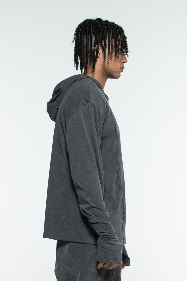 MACHINE - 긴팔티셔츠 - ANOMA HOODED LONGSLEEVE(CHARCOAL)