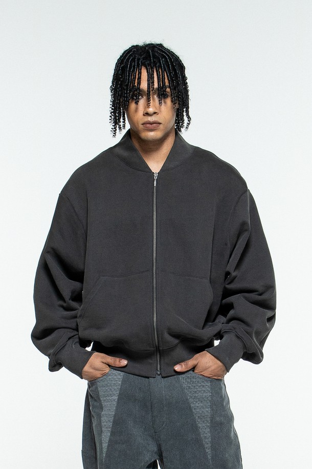 MACHINE - 스웨트셔츠 - COL SWEAT JACKET(CHARCOAL)