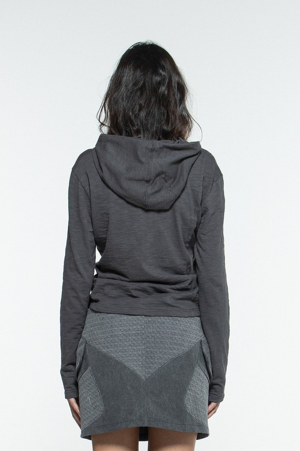 MACHINE - 긴소매 티셔츠 - ANOMA HOODED LONGSLEEVE for woman(CHARCOAL)