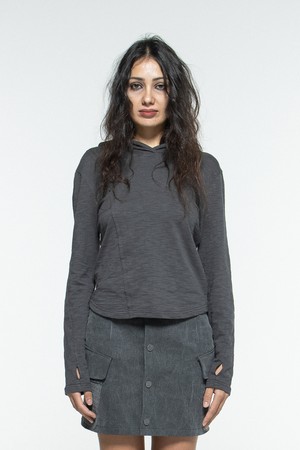 ANOMA HOODED LONGSLEEVE for woman(CHARCOAL)