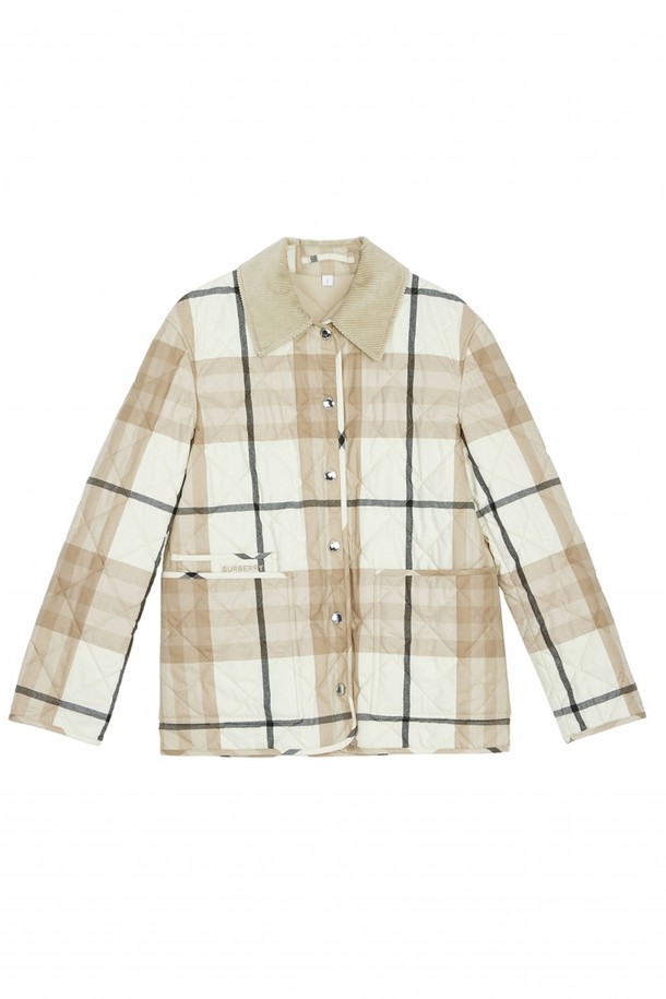 BURBERRY - 자켓 - 버버리 DRANEFELD CHK 8055438 B2615 여자 울 반 자켓