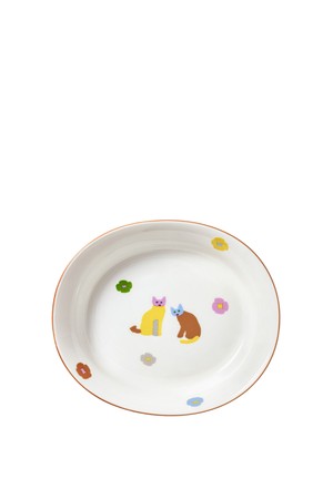 [한국도자기 X 웜그레이테일] 캣츠앤플라워스 오발 볼 1p