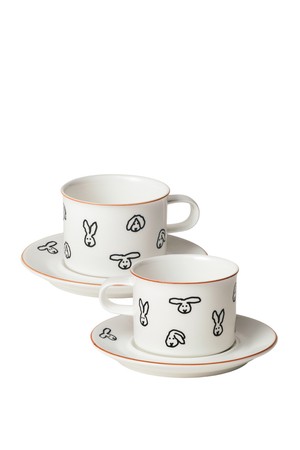 [한국도자기 X 웜그레이테일] 버니버니 머그 & 소서 2인 세트 4p