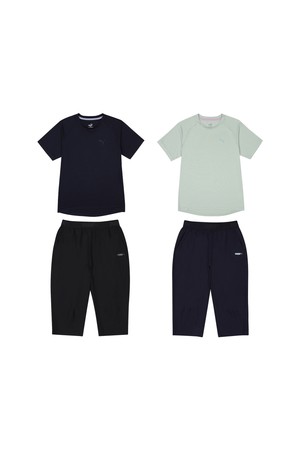 여성 톤온톤 로고 이지 셋업 4P_BLACK-a