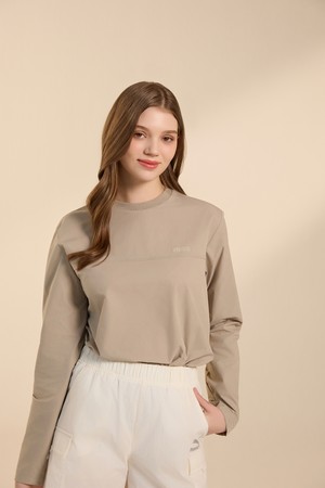 남녀공용 에센셜 기능성 롱 슬리브 티셔츠_BEIGE-a