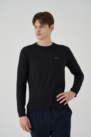 남녀공용 에센셜 기능성 롱 슬리브 티셔츠_BLACK-a