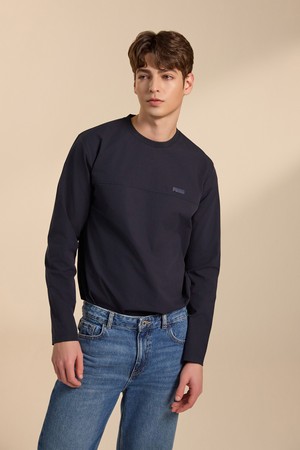 남녀공용 에센셜 기능성 롱 슬리브 티셔츠_NAVY-a