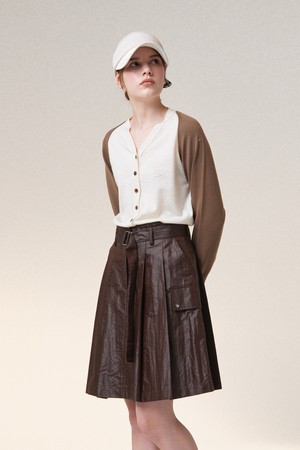 울 100% 배색 가디건_BROWN-a