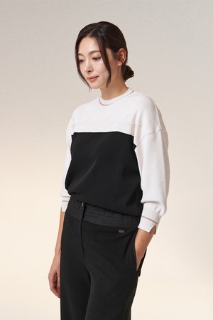 디마레 배색 니트_BLACK-a