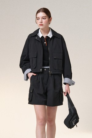 스트라이프 배색 유틸리티 바람막이 자켓_BLACK-a