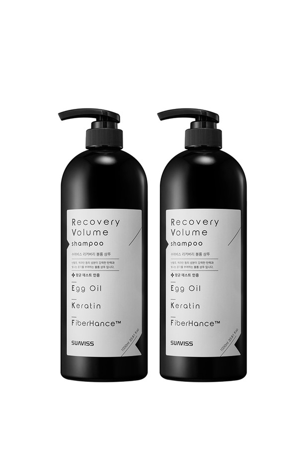 [수아비스] 리커버리 볼륨 샴푸 1000ml *2개는 풍성한 볼륨과 건강한 두피를 위한 헤어케어 샴푸입니다. 데실글루코사이드, 멘톨, 에그오일, 케라틴, 파이버핸스 등 꼼꼼하게 엄선된 성분들이 함유되어 모발에 영양을 공급하고 두피를 진정시켜 줍니다. 저자극 거품 제형으로 끈적임 없이 시원한 사용감을 선사하며, 모발 강화, 탈모 예방, 비듬 케어, 가려움 방지 효과를 기대할 수 있습니다. 힘없는 모발, 영양이 필요한 두피, 건조하고 푸석한 모발에 사용하면 더욱 좋습니다. ISO 22716, R&D센터, 벤처기업 인증을 통해 제품의 품질을 보증합니다.
