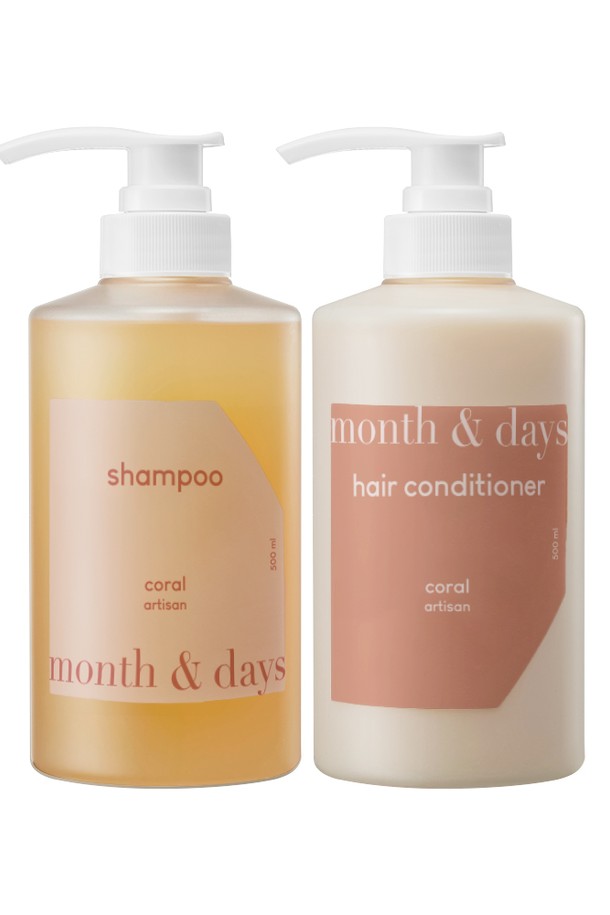 month&days  - 헤어케어 - 먼스앤데이즈 코랄 아티잔 헤어패키지(샴푸 500ml +컨디셔너  500ml)