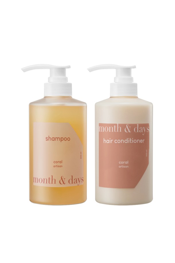 month&days  - 헤어케어 - 먼스앤데이즈 코랄 아티잔 헤어패키지(샴푸 500ml +컨디셔너  500ml)