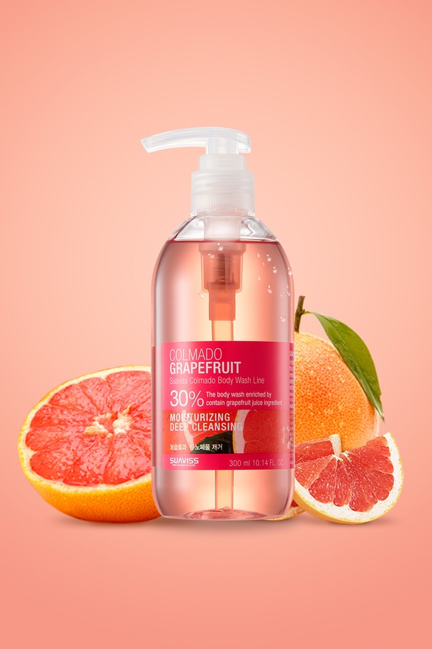 [수아비스] 꼴마도 그레이프플룻 바디워시 300ml WS02AB02는 상큼한 자몽 향이 특징인 바디워시입니다. 95% 자연 유래 성분으로 만들어져 저자극으로, 모든 연령대가 안심하고 사용할 수 있습니다.  크리미한 거품이 부드럽게 피부를 감싸 끈적임 없이 촉촉하게 마무리됩니다. 자몽 추출물, 아미노산 복합체, 식물성 계면활성제가 함유되어 보습, 각질 제거, 피부 보호 및 세정 효과를 제공합니다.  오일-워터 밸런스, 피부 장벽 강화에 도움을 주는 [수아비스] 꼴마도 그레이프플룻 바디워시로 건강하고 산뜻한 샤워 시간을 경험해보세요.
