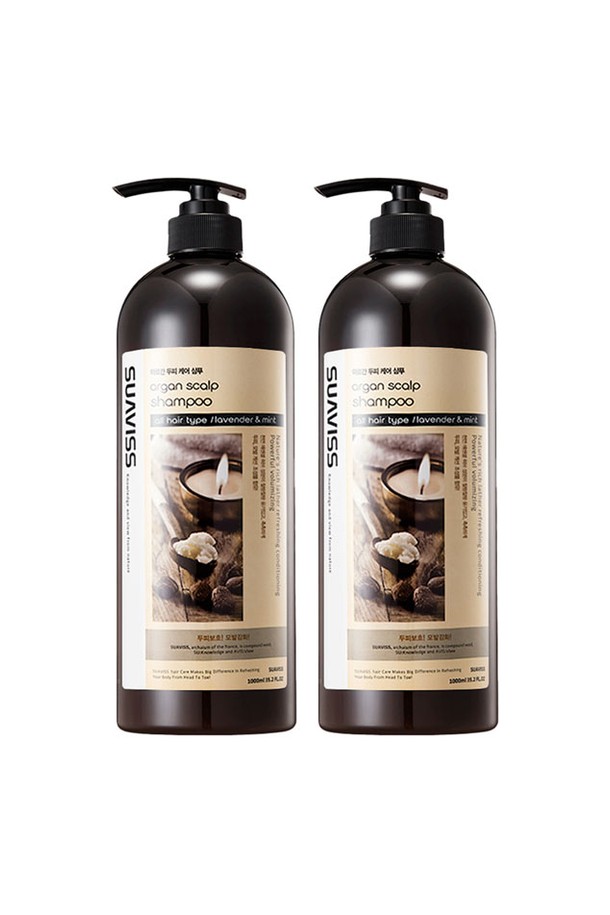 [수아비스] 아르간 두피케어 샴푸 1000ml *2개는 민감한 두피와 모든 모발 타입에 사용 가능한 샴푸입니다. 아르간 오일, 천연 멘톨, 식물성 계면활성제의 풍부한 영양을 담아 두피 케어와 모발 케어를 동시에 관리합니다. 약산성 포뮬러로 두피 자극을 최소화하며, 쿨링감과 진정 효과를 선사하여 건강한 두피 환경을 조성합니다. 풍성한 거품으로 두피 모공 속 노폐물을 깨끗하게 클렌징하고, 수분 밸런스 케어로 촉촉함을 유지시켜줍니다. 1000ml 대용량 2개 세트로, 손상된 두피와 모발에 영양을 공급하여 건강하게 가꾸어 보세요.
