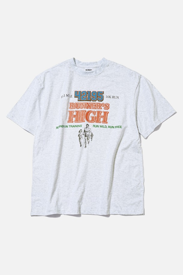 ROWDY - 반팔티셔츠 - Runners High T-Shirt_Melange