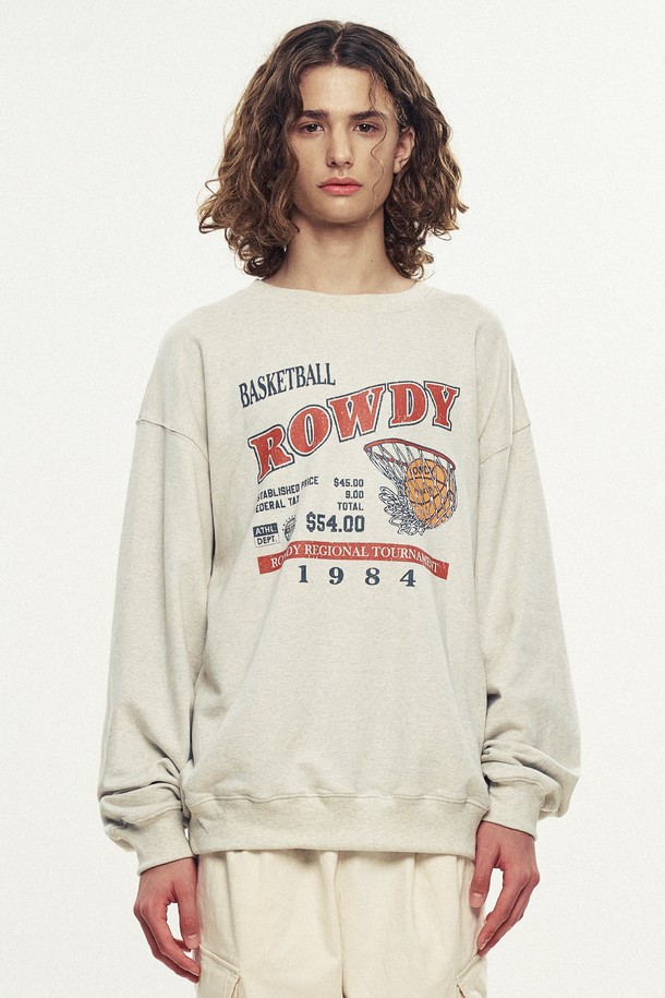 ROWDY - 스웨트셔츠 - Rowdy Basketball League Sweatshirt_Oatmeal