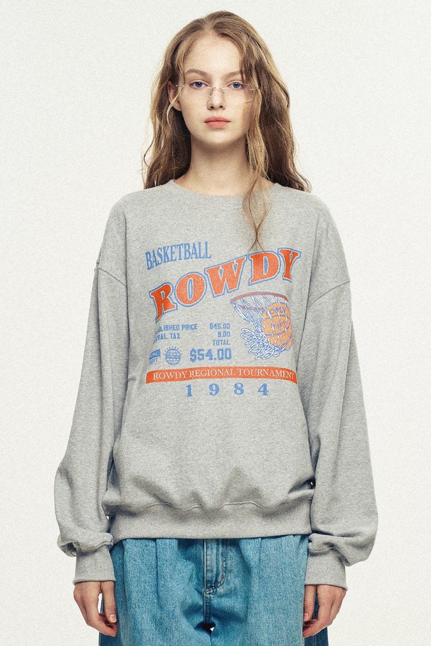 ROWDY - 스웨트셔츠 - Rowdy Basketball League Sweatshirt_Heather Grey