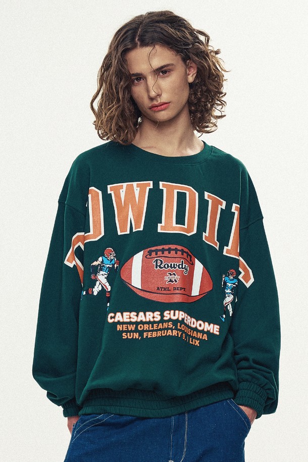 ROWDY - 스웨트셔츠 - Rowdies Super-Bowl Banding Sweatshirt_Forest Green