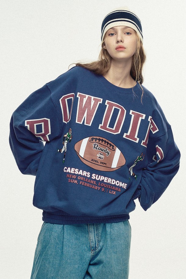 ROWDY - 스웨트셔츠 - Rowdies Super-Bowl Banding Sweatshirt_Vintage Blue