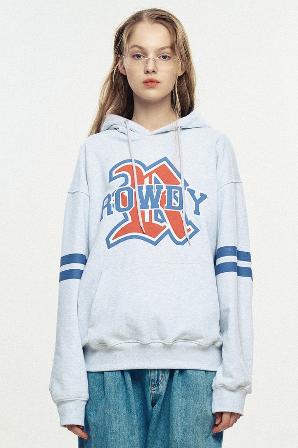 ROWDY - 후디 - Puff Rowdy Hoodie_Light Heather Grey