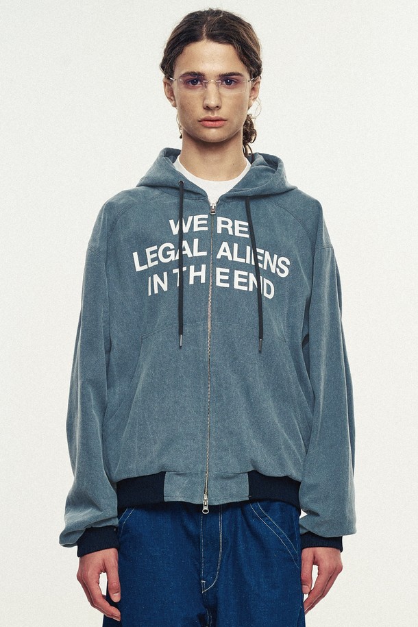 ROWDY - 블루종/점퍼 - Legal Alien washed hoodie Jacket_Shadow Blue