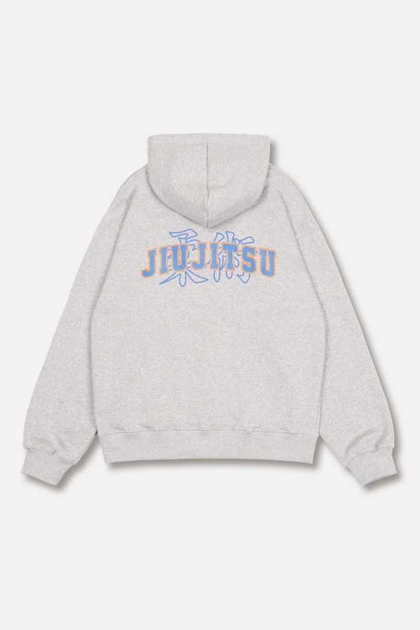 ROWDY - 후디 - JiuJitsu 유술(柔術) Typo Zip-up Hoodie_Heather Grey