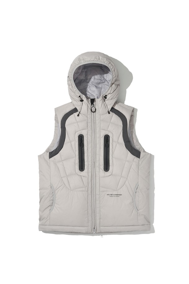 WELTER EXPERIMENT - 베스트 - SHIELD DOWN HOOD VEST_LIGHT GRAY_WOL047