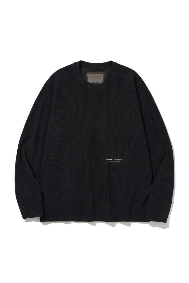 WELTER EXPERIMENT - 긴팔티셔츠 - SQUARE FLEECE PULLOVER_BLACK_WLT023