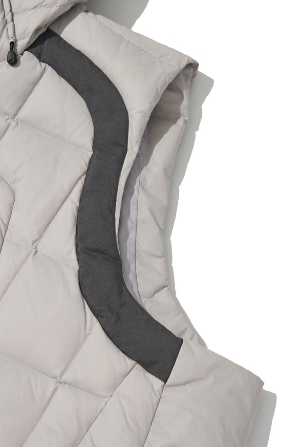 WELTER EXPERIMENT - 베스트 - SHIELD DOWN HOOD VEST_LIGHT GRAY_WOL047