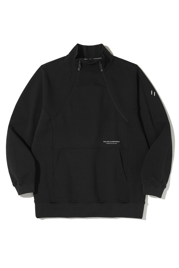 WELTER EXPERIMENT - 스웨트셔츠 - DOUBLE HALF ZIP SWEATSHIRT_BLACK_WOL090