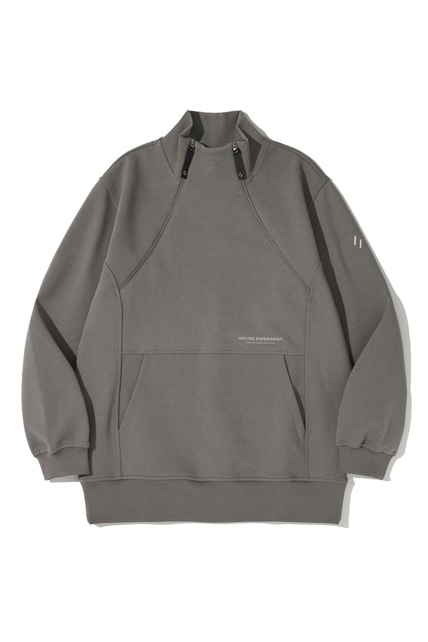 WELTER EXPERIMENT - 스웨트셔츠 - DOUBLE HALF ZIP SWEATSHIRT_GRAY_WOL091