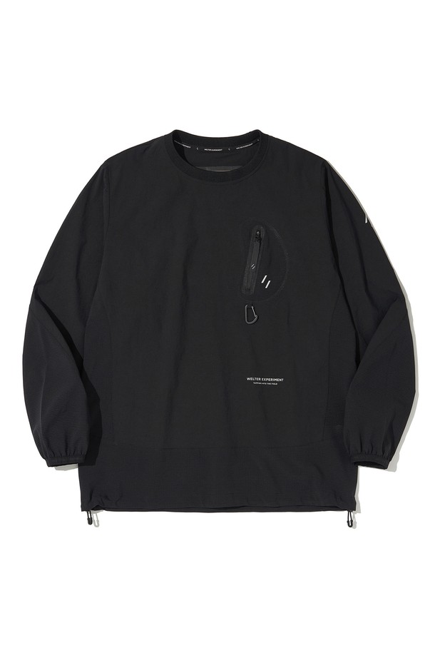 WELTER EXPERIMENT - 긴팔티셔츠 - BREATHABLE LONG SLEEVE PULLOVER_BLACK_WLT032