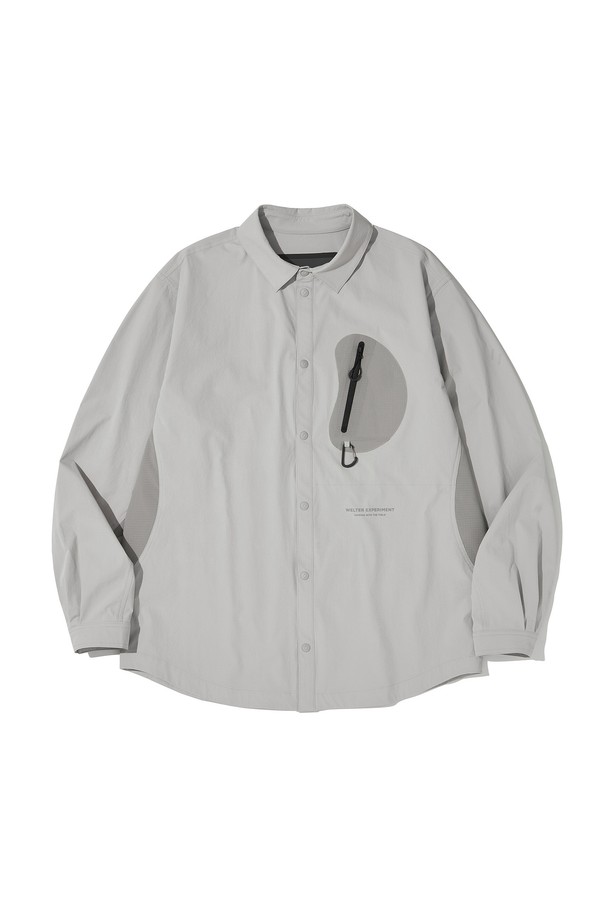 WELTER EXPERIMENT - 긴팔셔츠 - HEART POCKET SHIRT JACKET_LIGHT GRAY_WCL018