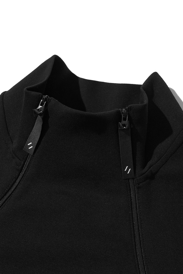 WELTER EXPERIMENT - 스웨트셔츠 - DOUBLE HALF ZIP SWEATSHIRT_BLACK_WOL090